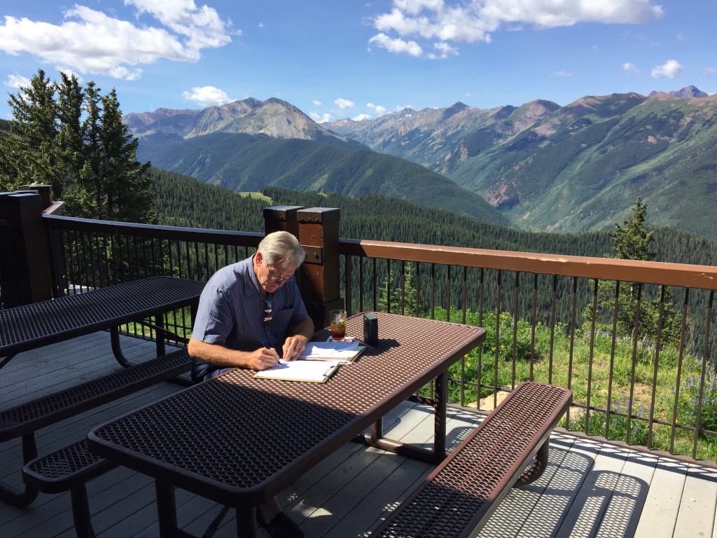 "My office" at Sundeck on Aspen Mountain