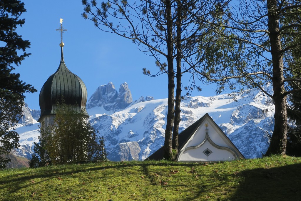 Different and dramatic view of the top of the monastery and cheese factory.